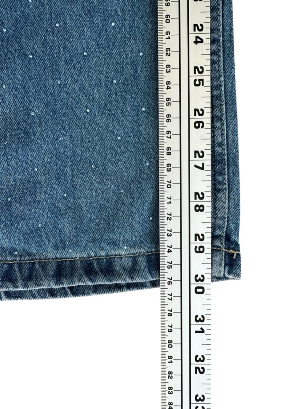 NWT Rhinestone Wide Leg Jeans High Rise Statement Denim Sparkle Size 12 - Picture 12 of 15